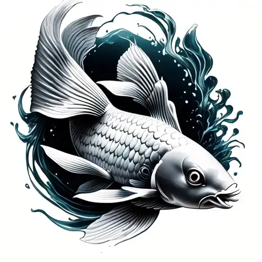 pez koi fish transforming tattoo design idea