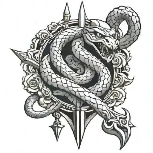 Snake and Sword wrapped tattoo design idea
