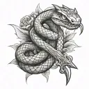 Snake and Sword wrapped tattoo design idea