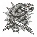 Snake and Sword wrapped tattoo design idea