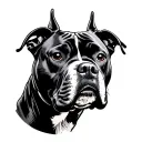 plain pitbull head profile holding tattoo design idea