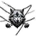 fenrir wolf breaking chains tattoo design idea