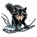 fenrir wolf breaking chains tattoo design idea