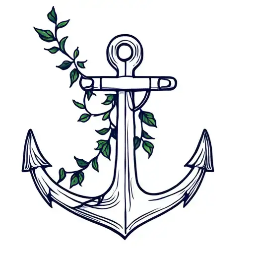navy anchor with ivy vines tattoo design idea