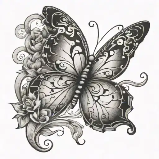 butterfly trail forming the shape tattoo design idea