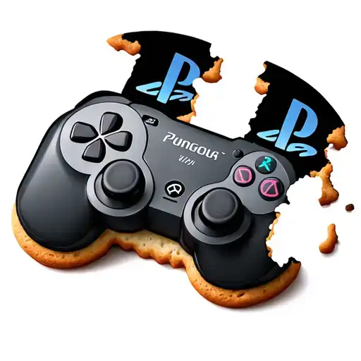 cookie bitten with PlayStation logo incorporated tattoo design idea