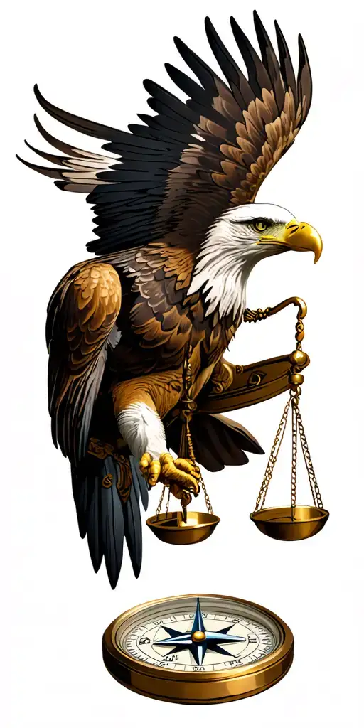 Eagle Dollar Compass with a balance bar tattoo design idea