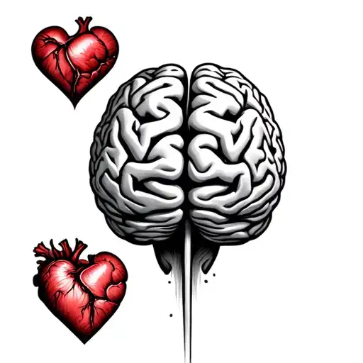 Brain vs heart tattoo design idea