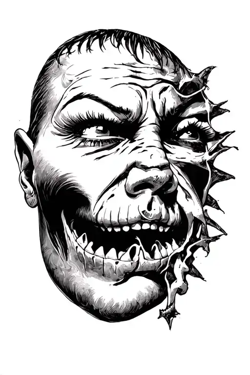 A face of mouth closed a face with a trapped eyes and a face of covered ear does not hear the evil, do not speak evil o no tattoo design idea