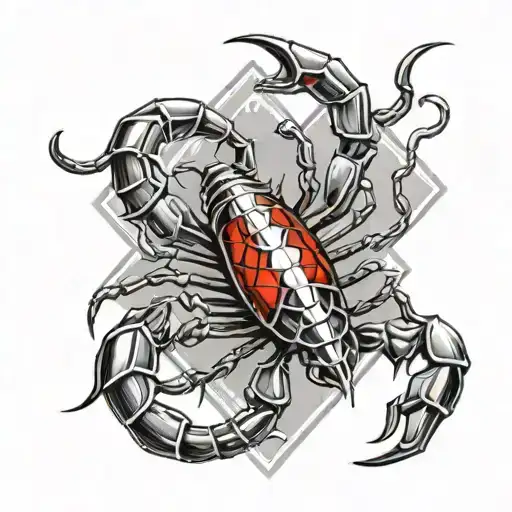 A long scorpion in a diamond with black and red  tattoo design idea