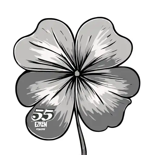 4 leaf clover with 555 and the name Ezren tattoo design idea