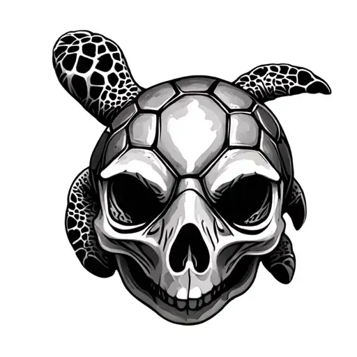 skull  sea turtle tattoo design idea