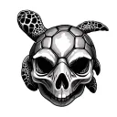skull  sea turtle tattoo design idea