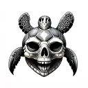 skull  sea turtle tattoo design idea