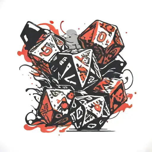 dnd dice set tattoo design idea