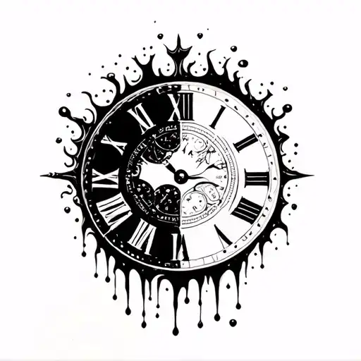 Melting clock face in interstellar tattoo design idea