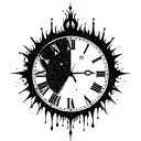 Melting clock face in interstellar tattoo design idea