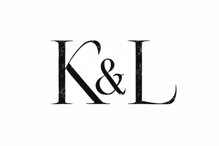 "K&L" hearts and roses intertwined tattoo design idea