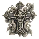 cross with scroll reciting Isaiah 42:10 tattoo design idea