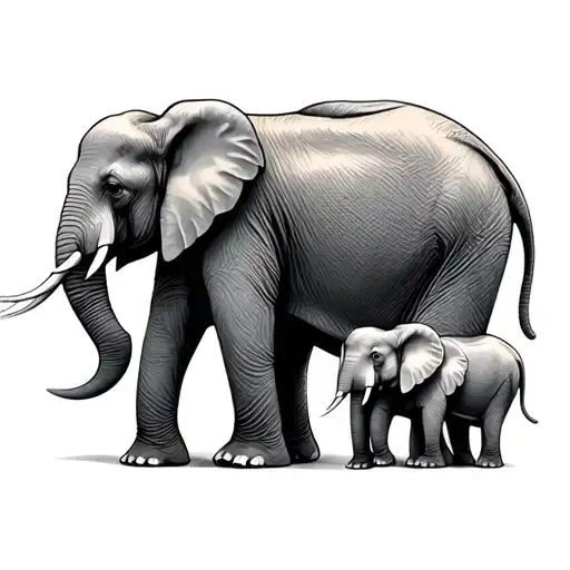 5 Elephant Family tattoo design idea