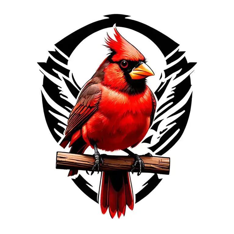 cardinal perched tattoo design idea