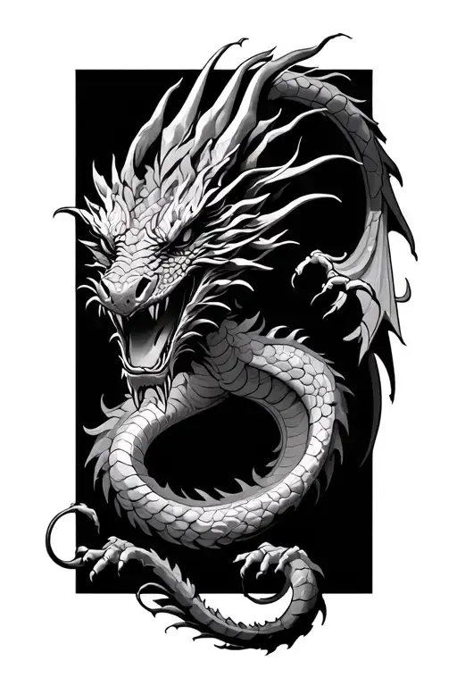 dragon emerging tattoo design idea