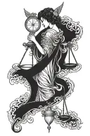 full back tattoo using a japanese ni, biblically accurate angel, and the libra scales. all objects must flow together.  tattoo design idea