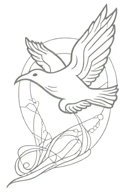 cross with dove flying tattoo design idea