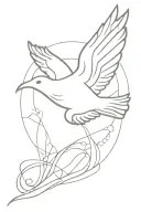 cross with dove flying tattoo design idea