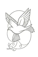 cross with dove flying tattoo design idea