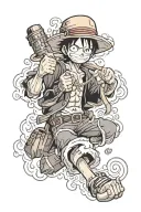three monkey d luffy tattoo design idea