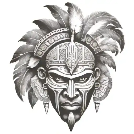 African warrior mask tattoo design idea