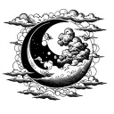 Moon and clouds tattoo design idea