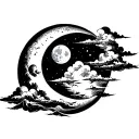 Moon and clouds tattoo design idea