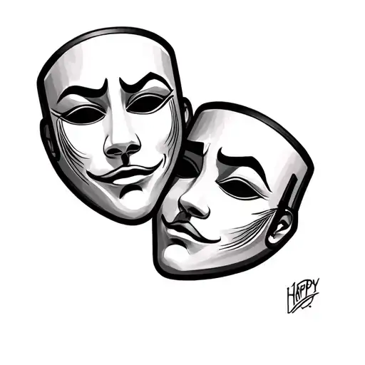 Happy and Sad mask tattoo design idea