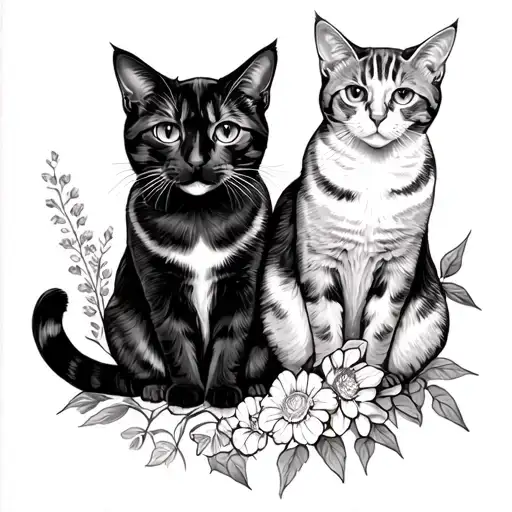 Cats and Gardening tattoo design idea