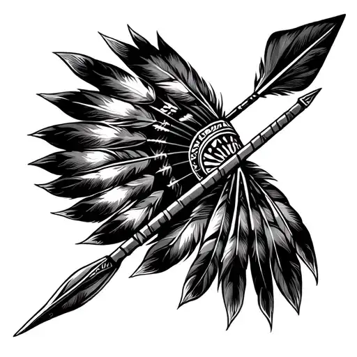 Cherokee Indian feather warrior arrow broad head tattoo design idea