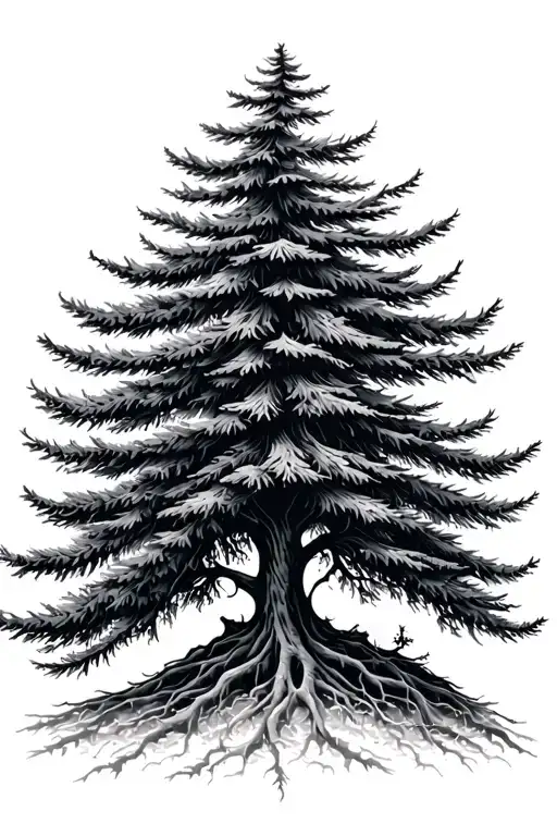 evergreen tree silhouette half sleeve tattoo design idea