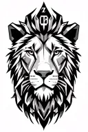 "MK" Lion Face Using Heptagonal 7 Number With  Bows & Arrows tattoo design idea