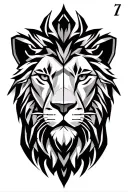 "MK" Lion Face Using Heptagonal 7 Number With  Bows & Arrows tattoo design idea