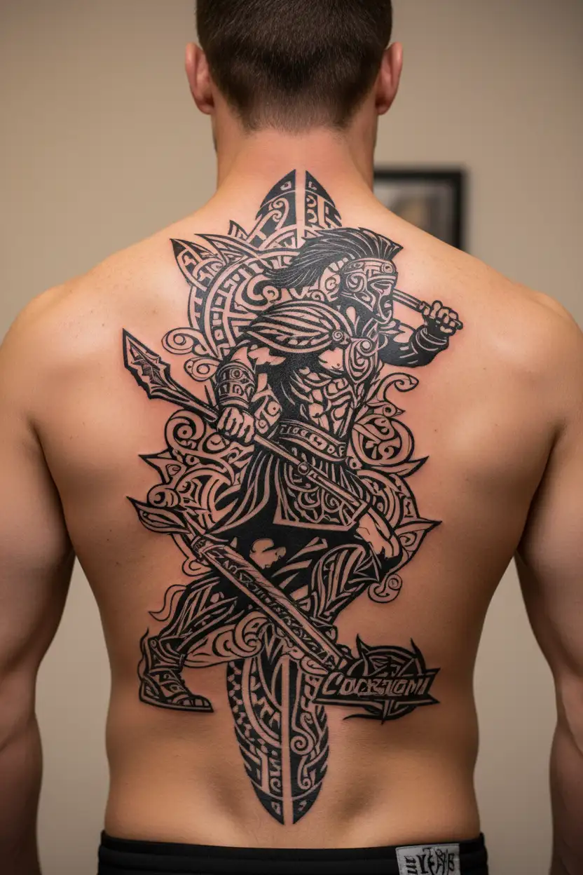 Colosseum God Spear With National Champion tattoo design idea