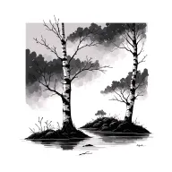 simplistic nature birch trees tattoo design idea