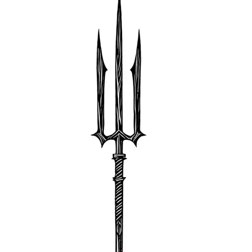 Generated me a tattoo on the forearm with a trident of Poseidon and the letters e m s in small and black geometric shape tattoo design idea