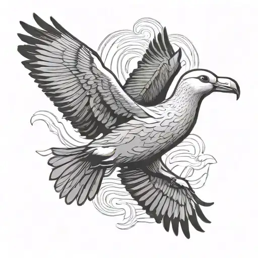 albatross flies tattoo design idea
