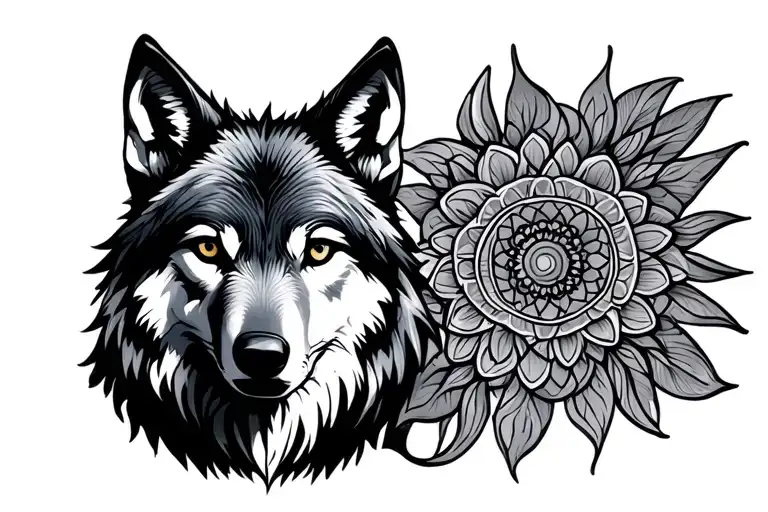 mandala wolf silhouette tattoo design idea