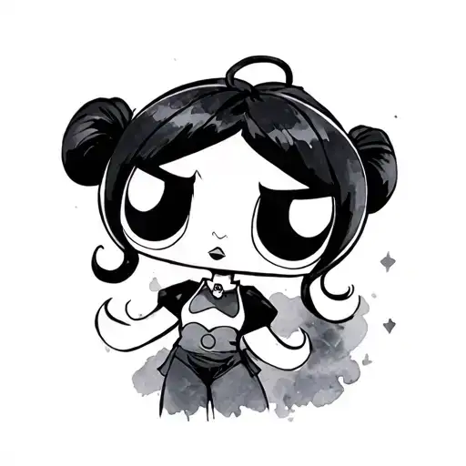 powerpuff girls watercolor actress tattoo design idea