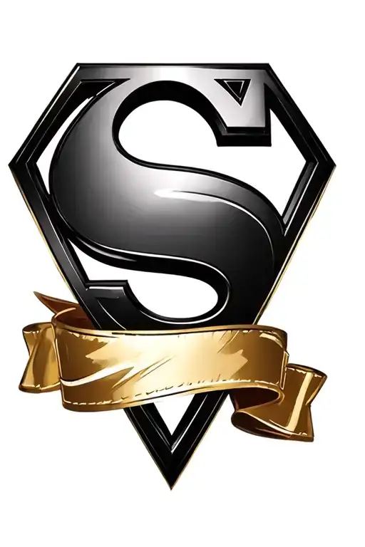 Superman logo with a C instead of a S. The logo is wrapped in a golden ribbon  tattoo design idea