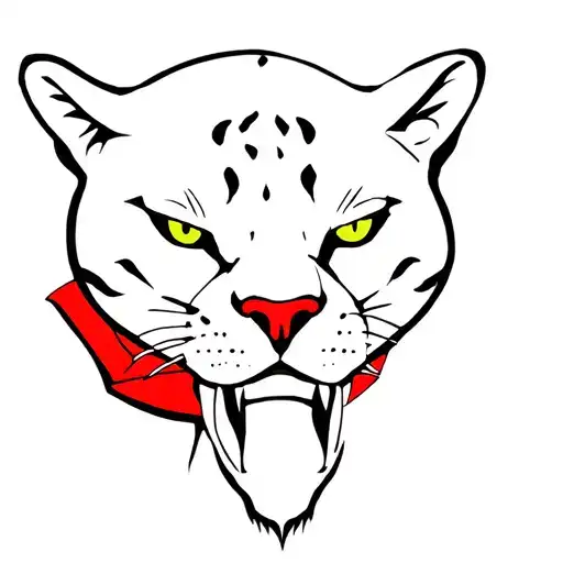 panther with a red scarf on tattoo design idea