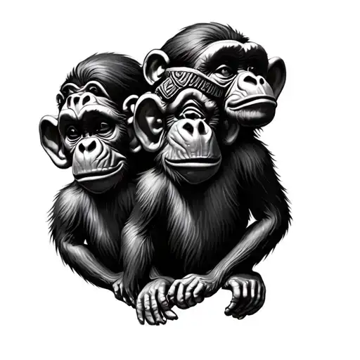 three wise monkeys tattoo design idea