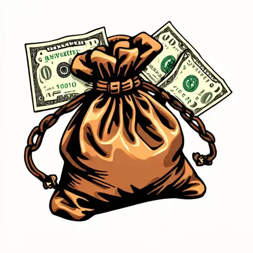 gangsta money bag tattoo design idea